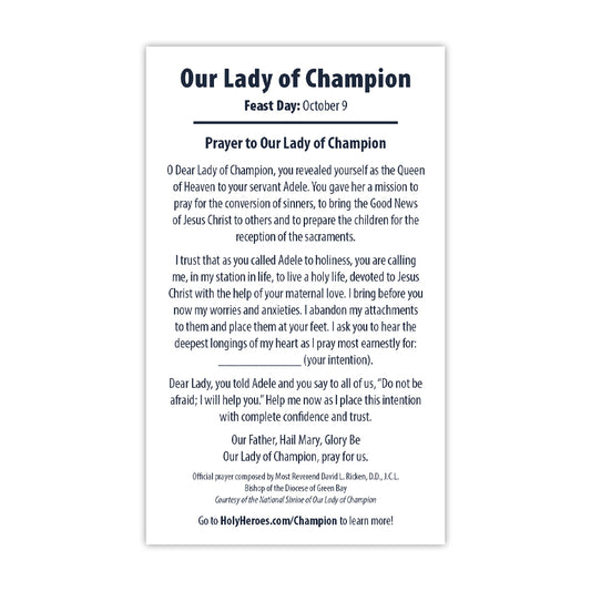 Our Lady of Champion Prayer Card (5-pack)