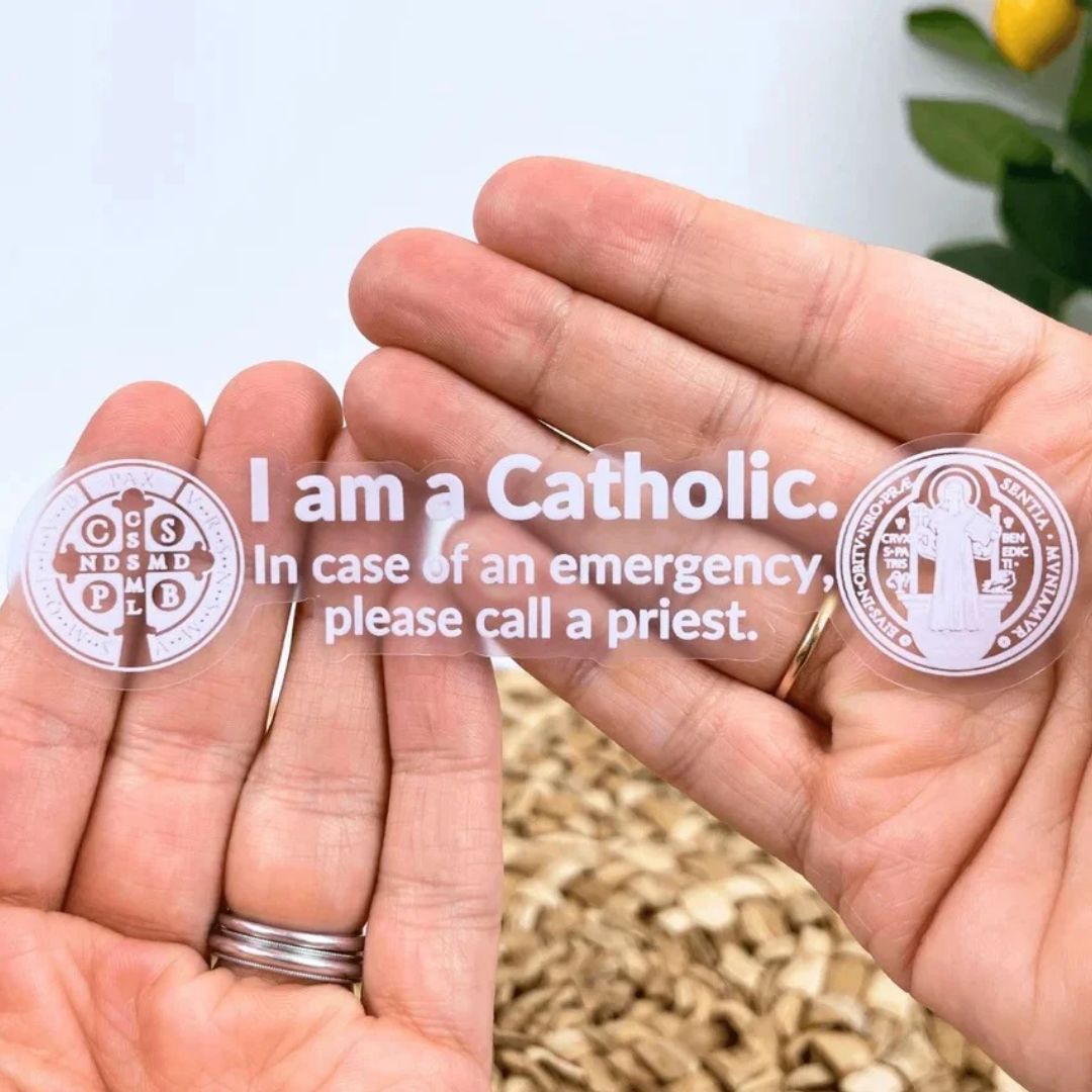 Catholic Emergency Car Window Sticker