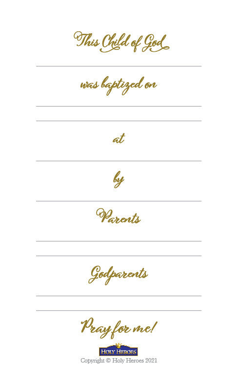 Baptismal Prayer Card (5-pack) - Holy Heroes