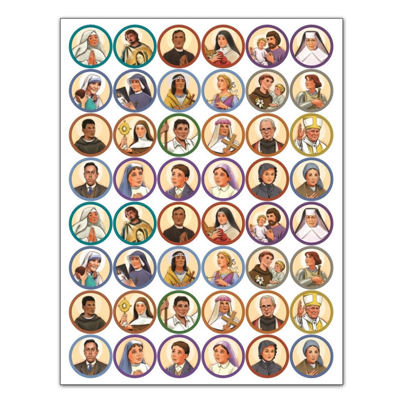 Set of 50 - 2x4 Saint Stickers with feast day. Kids Saint Stickers. F –  Meyer Market Designs