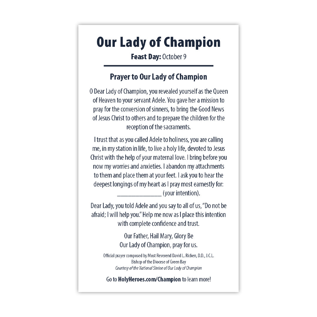 Our Lady of Champion Prayer Card (5-pack)