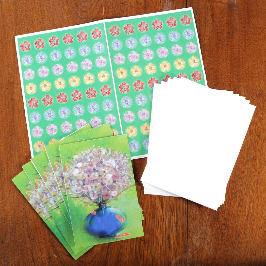 Spiritual Bouquet Cards with Stickers (5-Pack)