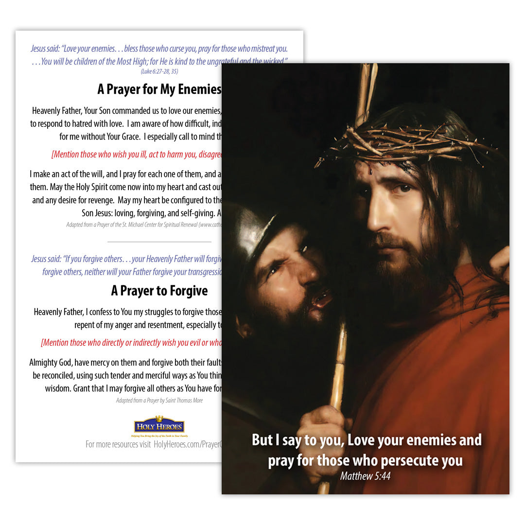 Image with religious text and a depiction of a man with a crown of thorns.