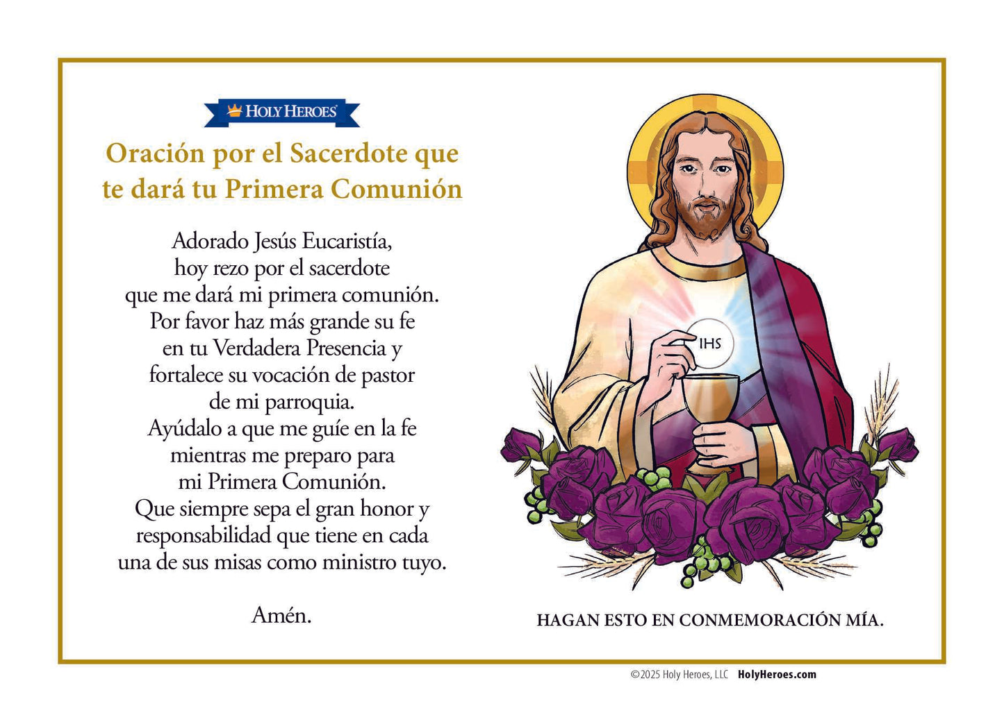 Prayer for the Priest Giving You First Communion bi-lingual Prayer Card (5-pack)