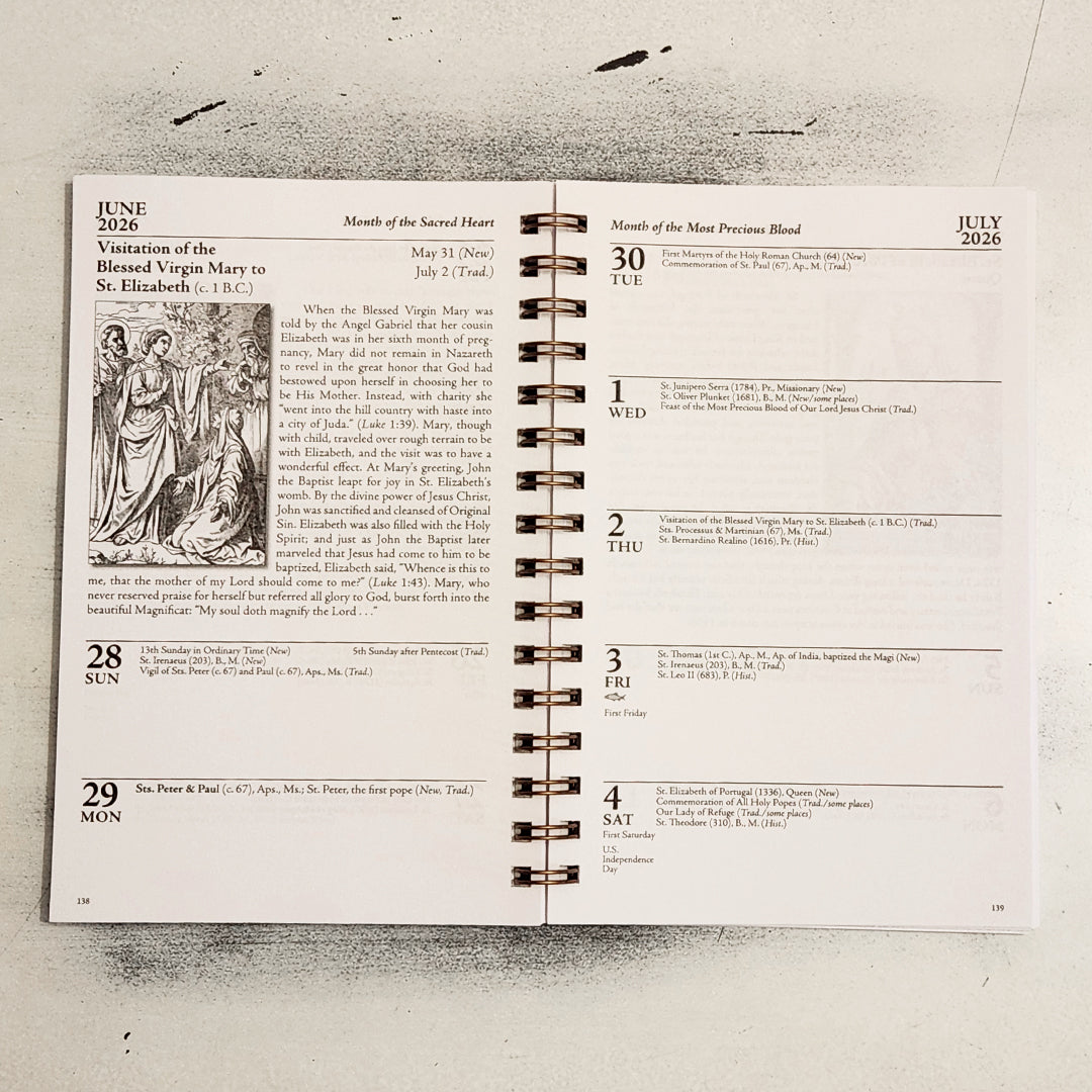 Saints Calendar & 16 Month Daily Planner Spiral Bound