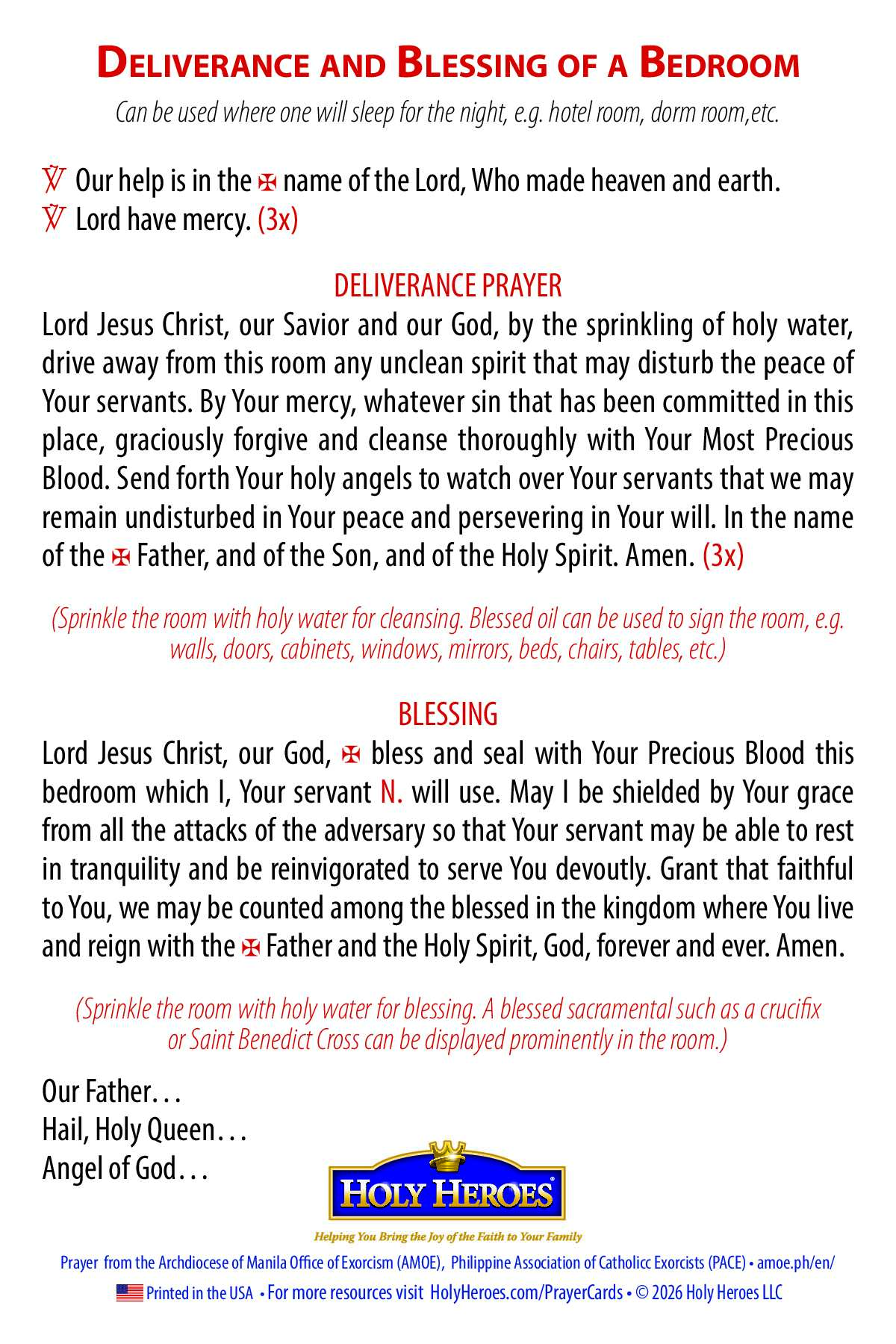 Deliverance and Blessing of a Bedroom card