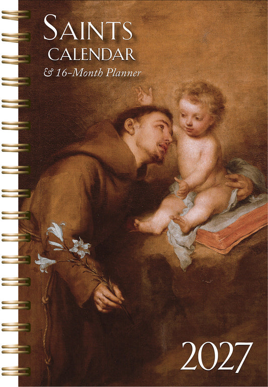 Saints Calendar & 16 Month Daily Planner Spiral Bound
