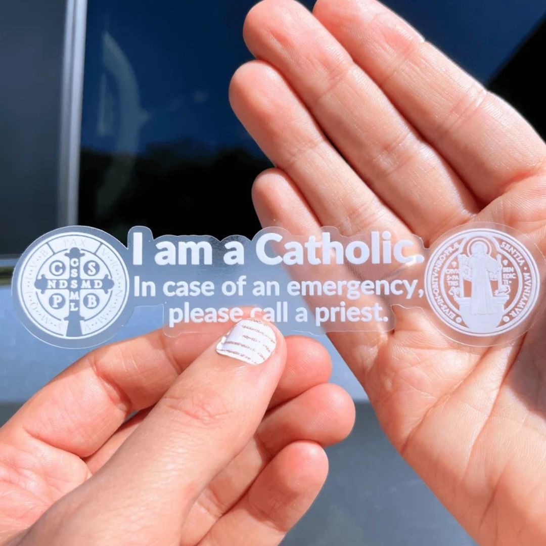 Catholic Emergency Car Window Sticker