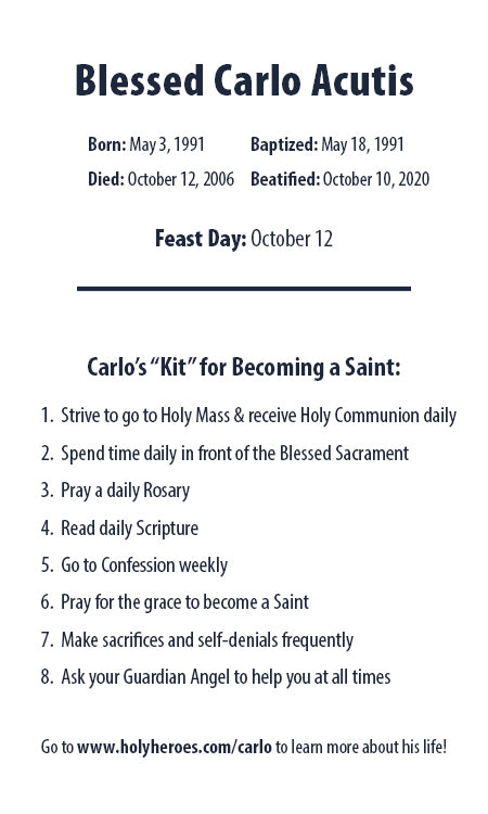 Blessed Carlo Acutis Prayer Card (5-pack) - Holy Heroes