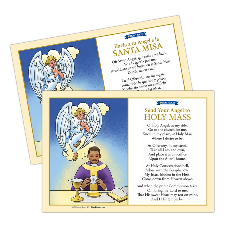 Send Your Angel to Mass Prayer Card (5-pack) - Holy Heroes