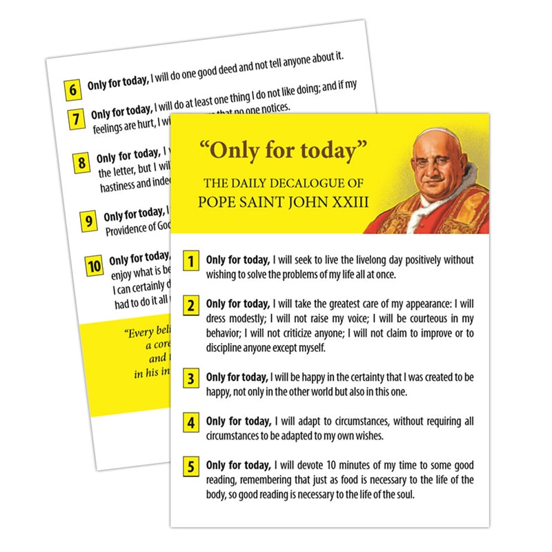 Only for today - Pope Saint John XXIII Prayer Card (5-Pack) - Holy Heroes