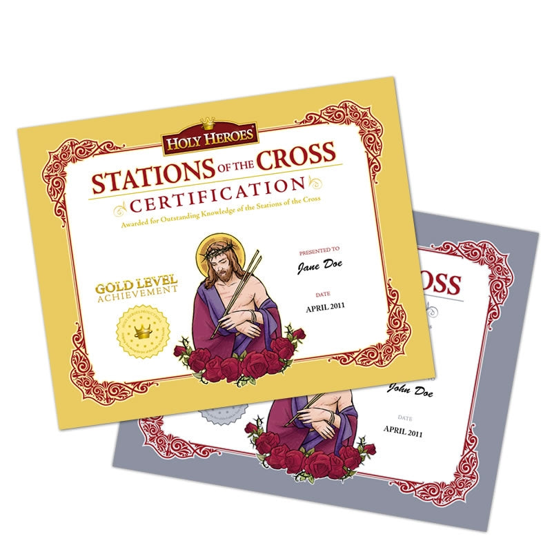Personalized Certificate: Stations of the Cross achievement - Holy Heroes