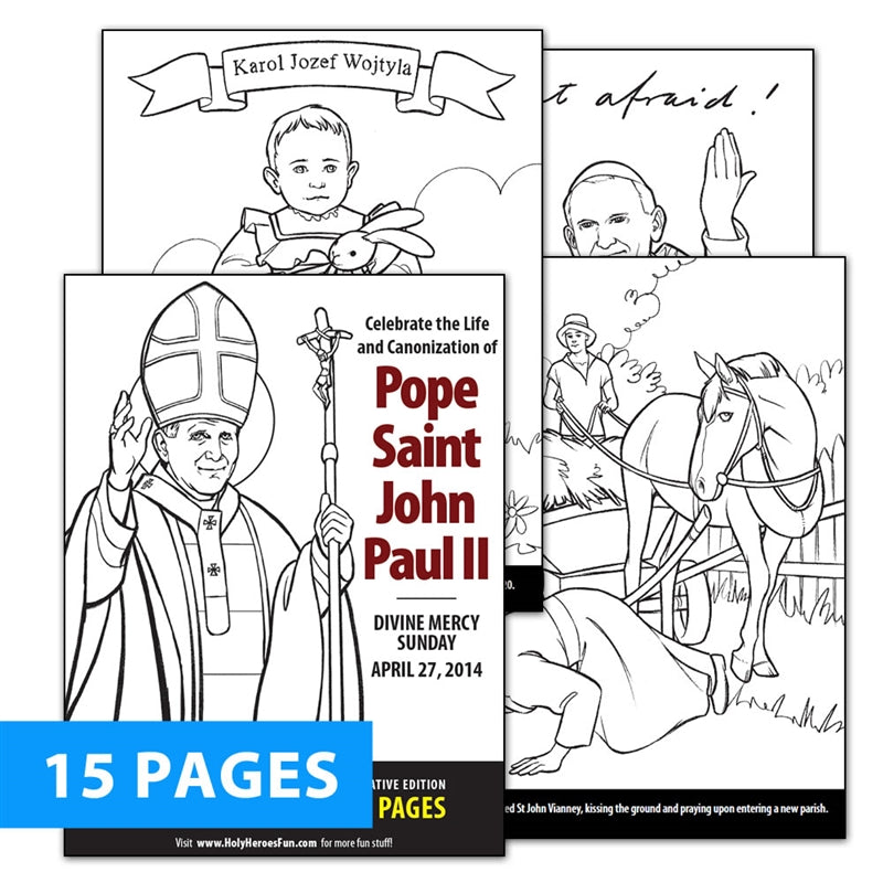 Pope Saint John Paul II 15-Page Coloring Download - Holy Heroes