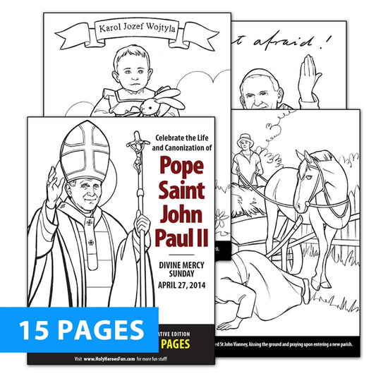 Pope Saint John Paul II 15-Page Coloring Download - Holy Heroes