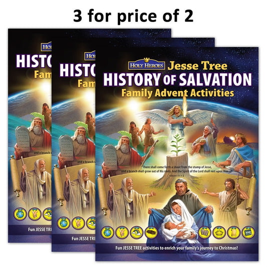 Jesse Tree "History of Salvation" Advent Activity Book (3-PACK) - Holy Heroes