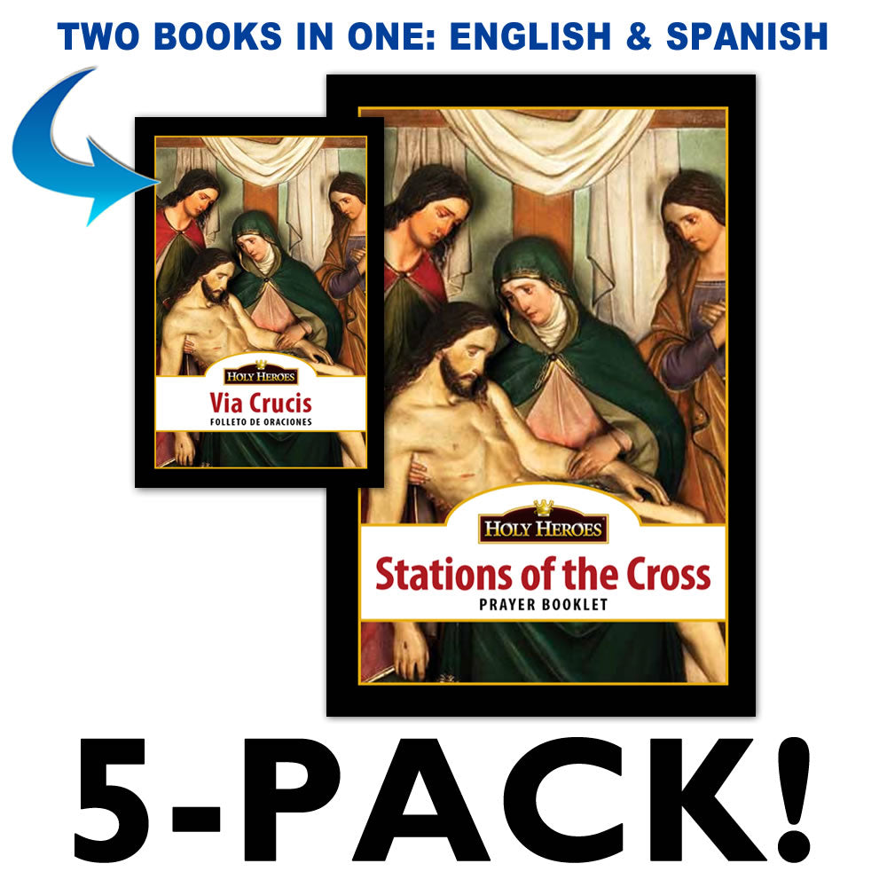 Bi-lingual "Stations of the Cross" Prayer Booklet - 5-PACK - Holy Heroes