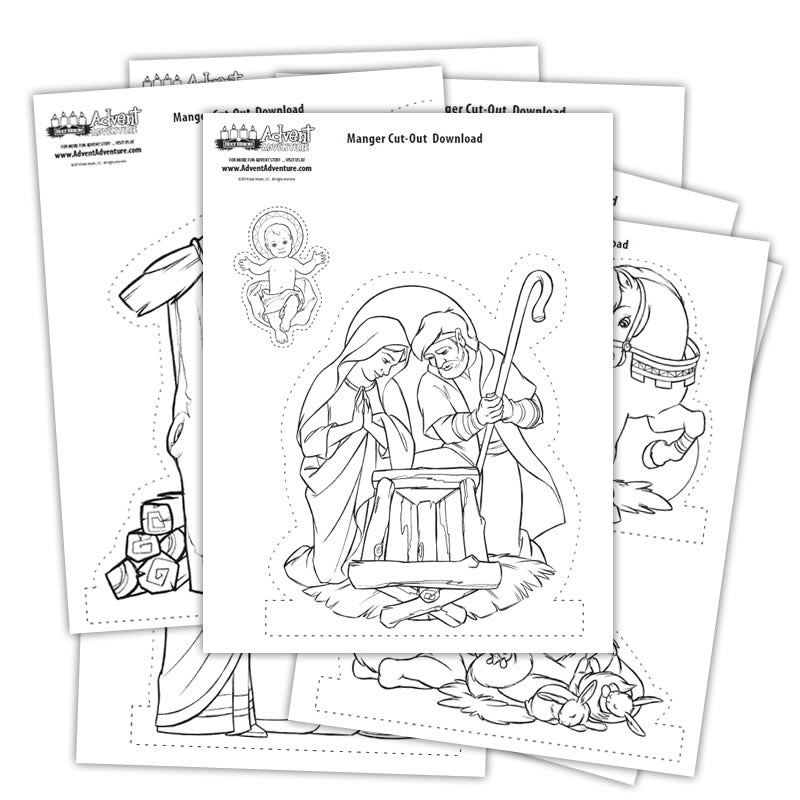 Nativity Manger Scene Cut-out & Coloring Download - Holy Heroes